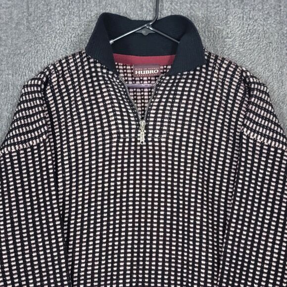 Skjaeveland Hubro Sweater Mens Small Black White Red 100% Wool Norwegian 1/4 Zip - Picture 2 of 15